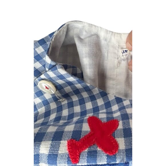 Vintage Boys 4T Check Shortall Romper ABC 70s Blue White Unbranded - Picture 4 of 4
